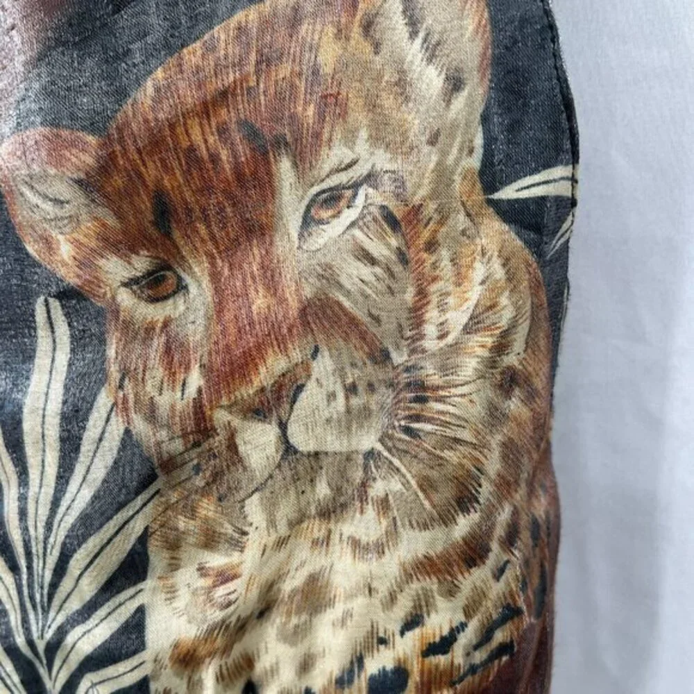 Vintage 80s 90s Bar code baggy long‎ length wild animal shorts tigers leopard XL